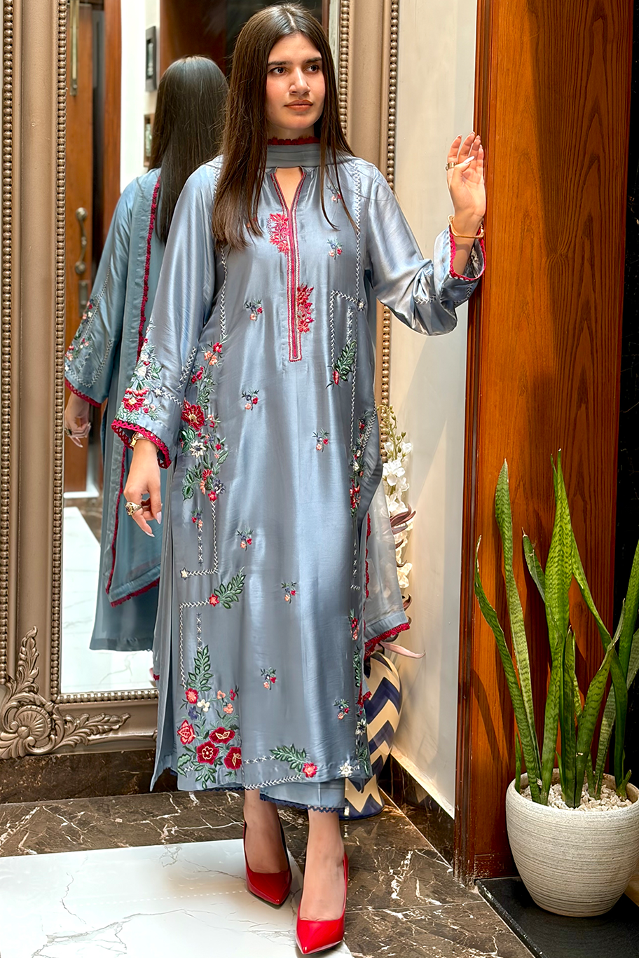 Buy Formal Dresses Online | White Raw Silk Semi Formal Outfit